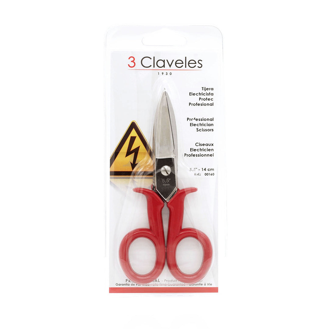 3 CLAVELES 00160 - Tijeras de Electricista Profesionales PROTEC, 14 cm - 5.5"