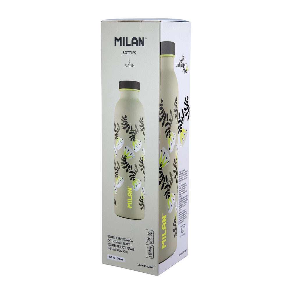 MILAN Wallpaper  - Botella Térmica Reutilizable 0.6L en Acero Inoxidable. Caqui