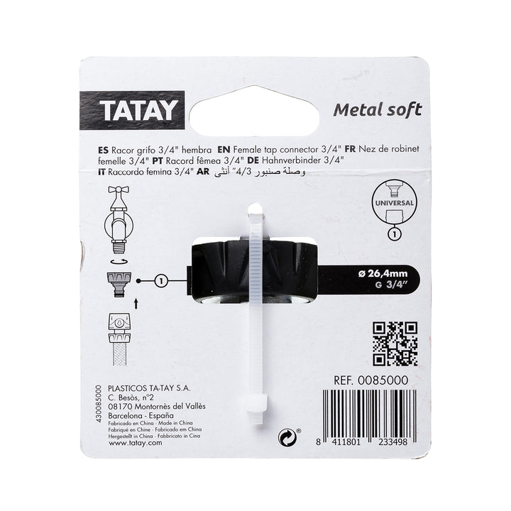 TATAY Metal Soft - Conector Universal para Grifo de 3/4" Hembra. Racor Aluminio