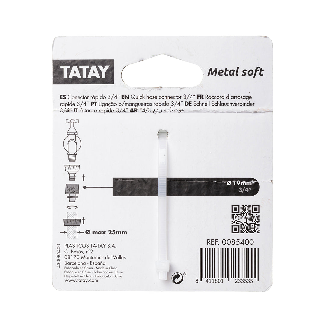 TATAY Metal Soft - Conector Rápido Universal para Mangueras de 3/4" Aluminio