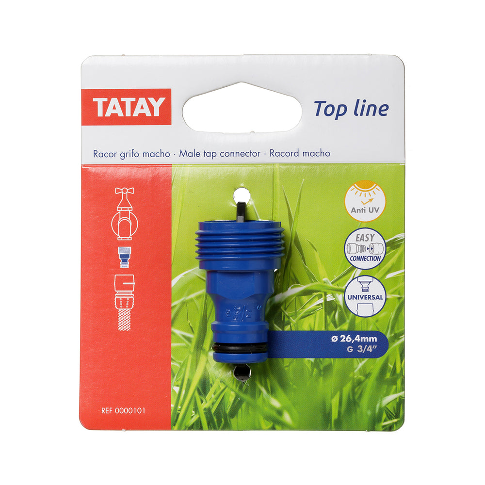 TATAY Top Line - Conector Universal para Grifo de 3/4" Macho. Racor Anti UV