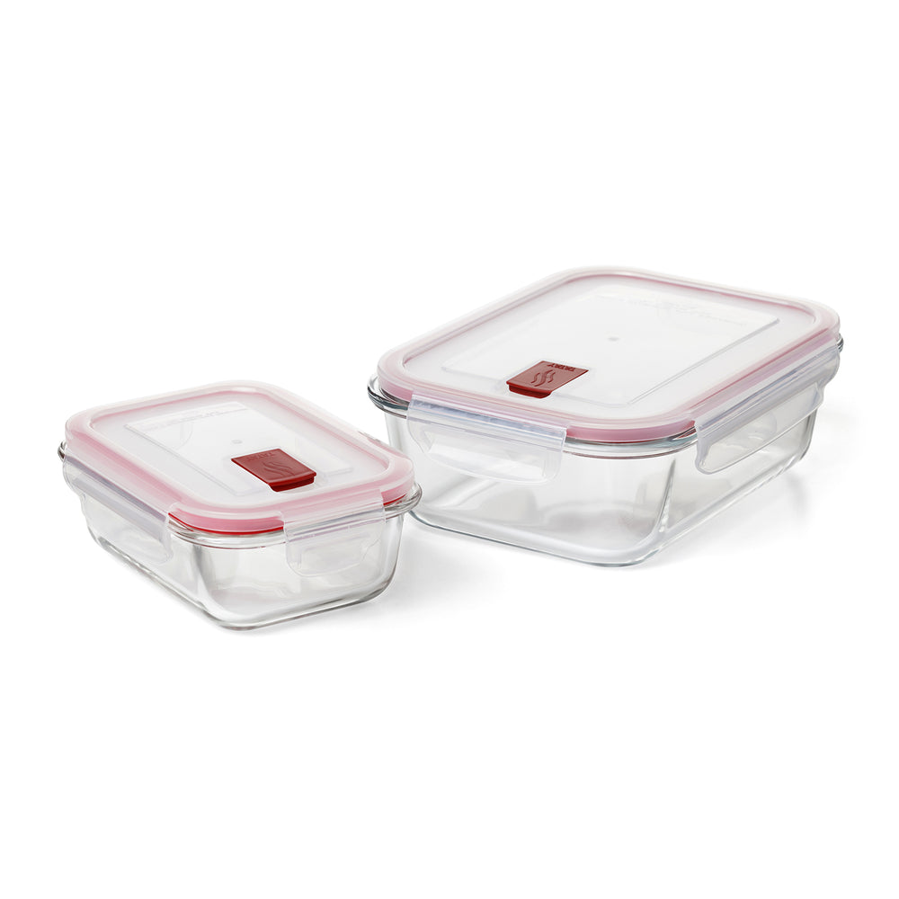 TATAY Cook & Eat - Set de 2 Recipientes de 0.37L y 1.1L en Vidrio Borosilicato. Aptos Horno