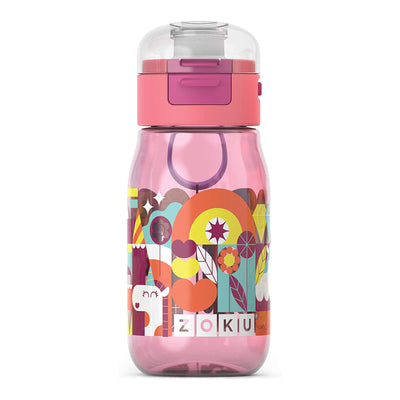 ZOKU Kids Flip Gulp - Botella de Infantil 0.45L en Tritán con Tapa. Rosa