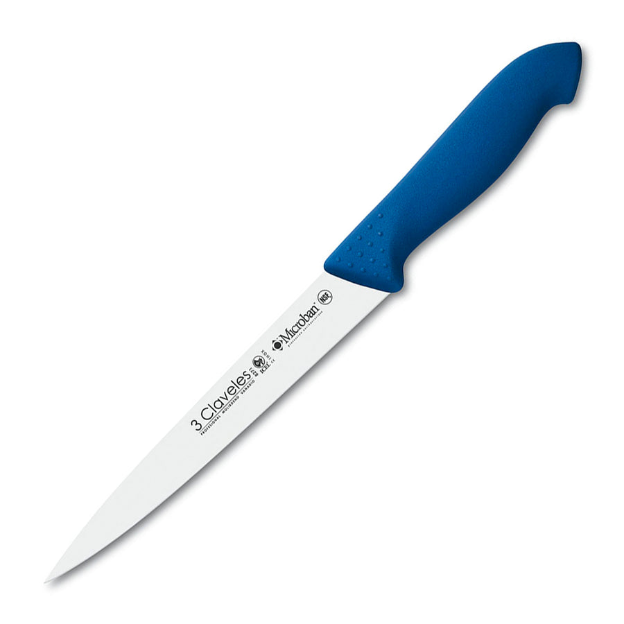 3 Claveles Proflex - Cuchillo Profesional Fileteador Flexible 18 cm Microban. Azul