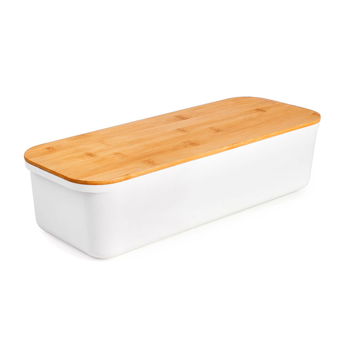 IBILI - Panera Baguette con Tabla de Corte Incorporada en Bambú. Blanco