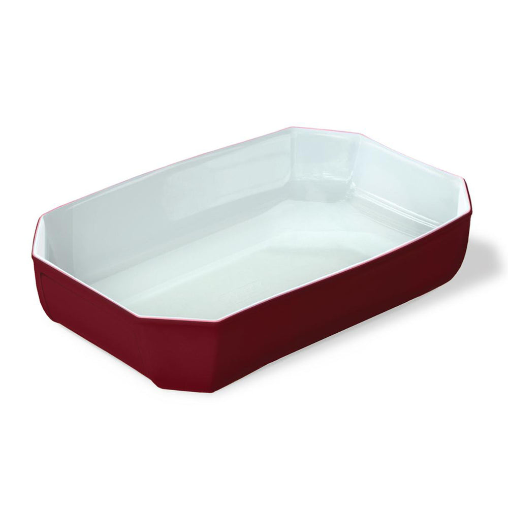 PYREX Colors - Fuente Rectangular en Boro, Apto para Microondas, Rojo, 3.2 L