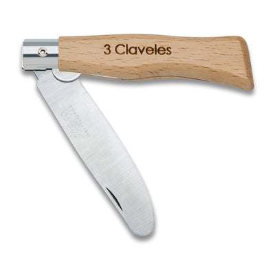 3 Claveles - Navaja Plegable de 7 cm con Punta Roma y Bloqueo de Hoja. Mango Madera de Haya