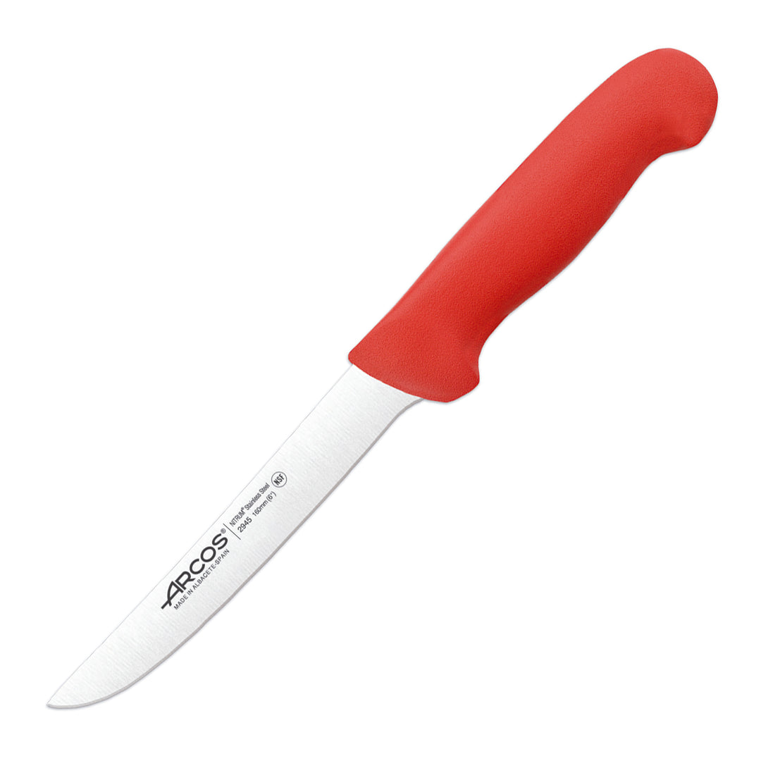 ARCOS Serie 2900 - Cuchillo Profesional Deshuesador Recto 16 cm Acero NITRUM. Rojo