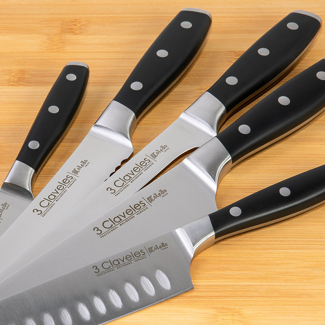 3 Claveles Toledo - Cuchillo Cocinero Profesional 13 cm Acero Inoxidable