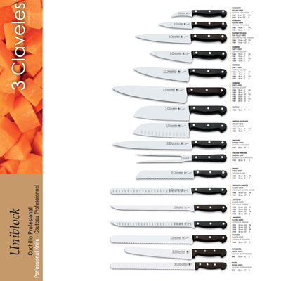 3 Claveles Uniblock - Cuchillo Cocinero Profesional 10 cm Acero Inoxidable