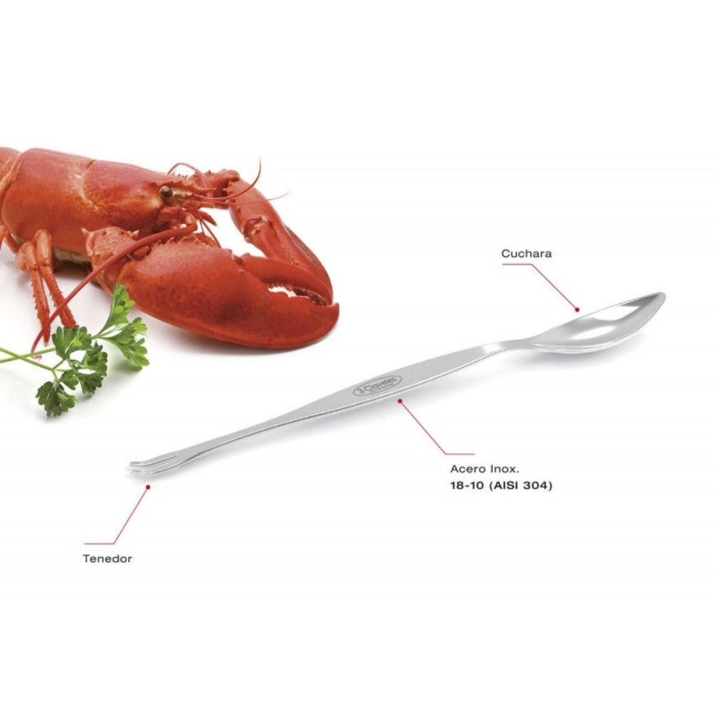 3 Claveles - Lote de 4 Tenedores para Marisco de 23 cm en Acero Inoxidable