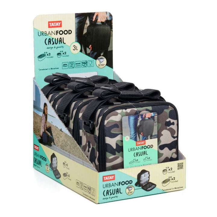 TATAY Urban Food Casual - Bolsa Térmica Porta Alimentos 3L con Recipientes, Camouflage